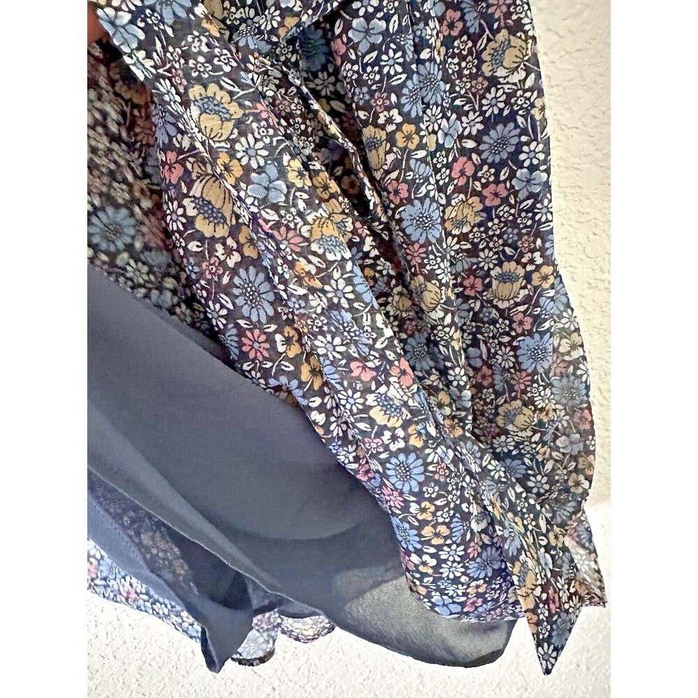 Michael Kors Women's Lined Floral-Print Dusty Rose Blue Mini Dress Petite S - Picture 8 of 10